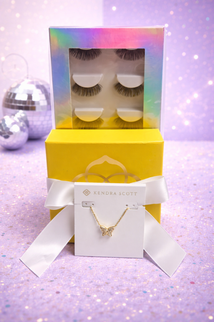Exclusive Kendra Scott Lillia Crystal Butterfly Gold Pendant and Lash Bundle